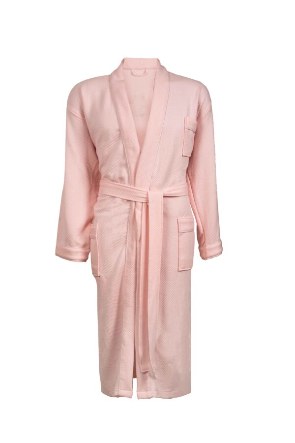 Pink Air Layer Kimono Collar Bathrobe | Lightweight Waffle Weave Hotel & Spa Robe
