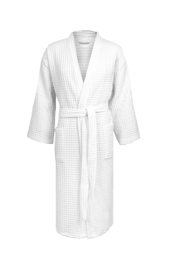 White Oversized Waffle Kimono Collar Bathrobe (CNFIBO) – Relaxed Luxury!