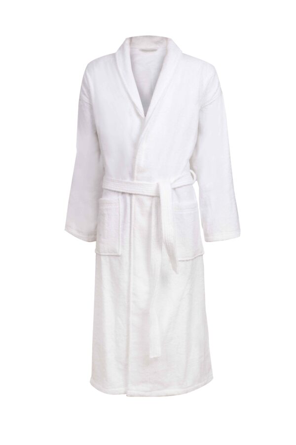 Regular White Shawl Collar Terry Bathrobe (CNFIBO) – Hotel & Spa Quality!
