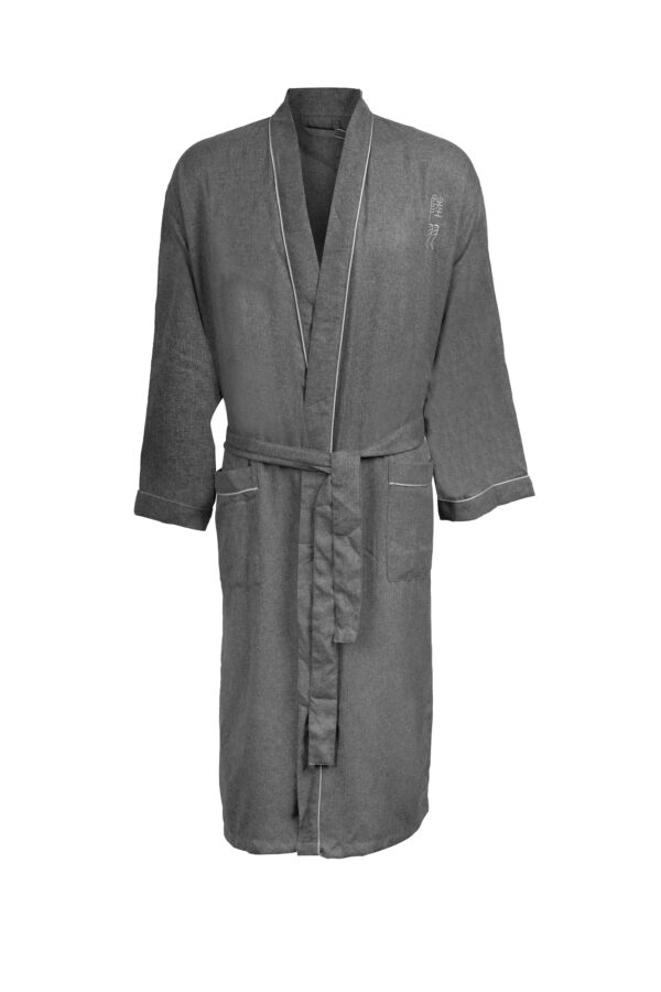 Cationic Kimono Collar Bathrobe - Gray | Hotel & Spa Quality Terry Cloth Robe