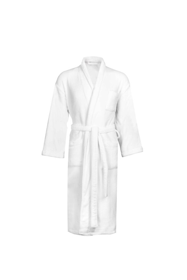 White Coral Fleece Shawl Collar Bathrobe | Ultra-Soft Microfiber Hotel & Spa Robe