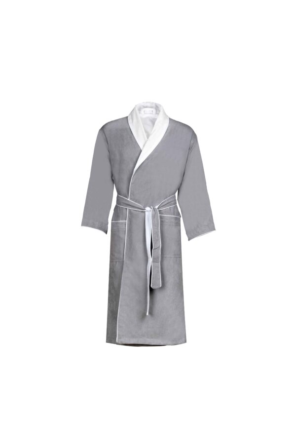 Grey Shawl Collar Gabardine Robe (CNFIBO) – Sleek & Sophisticated!