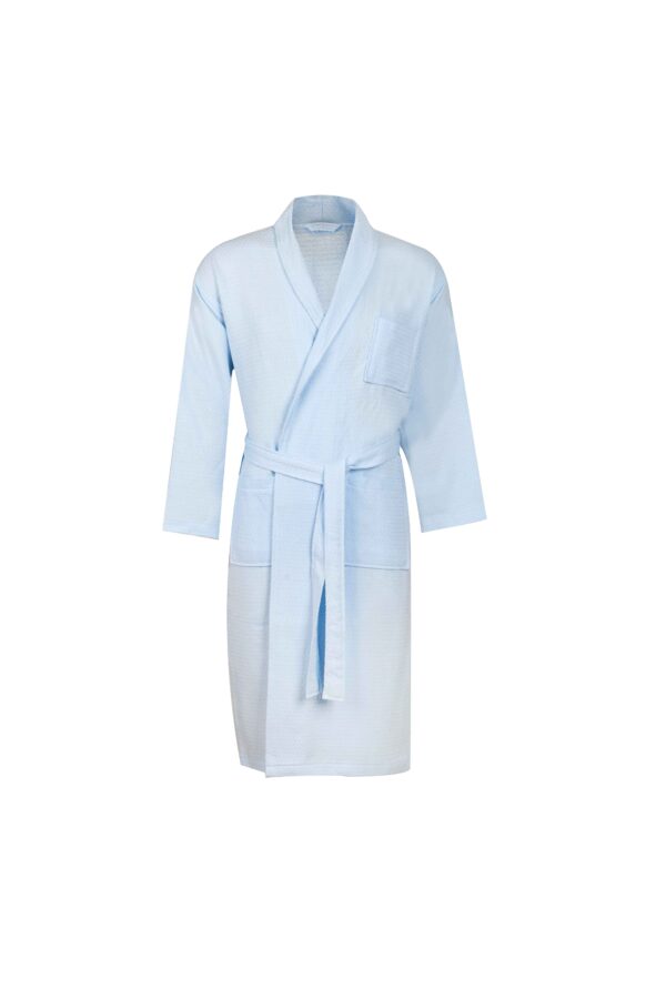 Blue Diamond Check Shawl Collar Bathrobe (CNFIBO) – Waffle Weave Elegance!