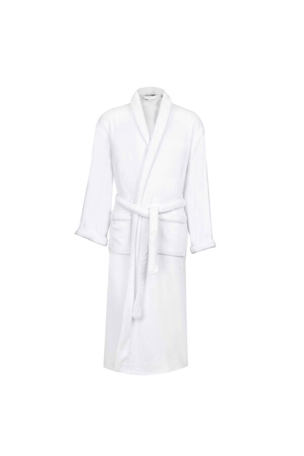 White Coral Fleece Shawl Collar Bathrobe | Luxury Layered Design Hotel & Spa Robe