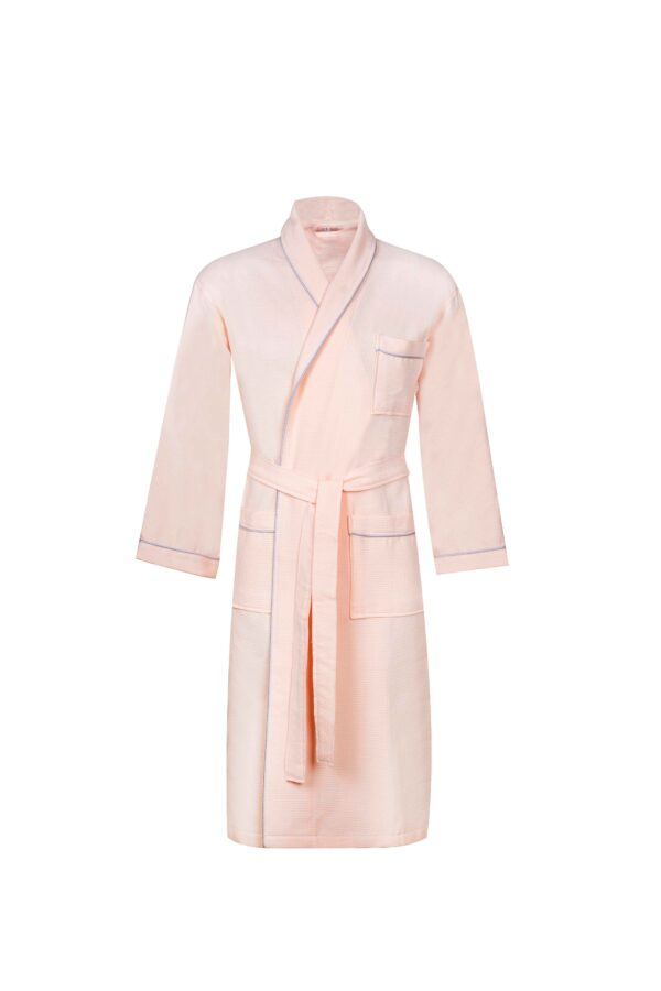 Pink Layered Shawl Collar Waffle Bathrobe (CNFIBO) – Textured Elegance!
